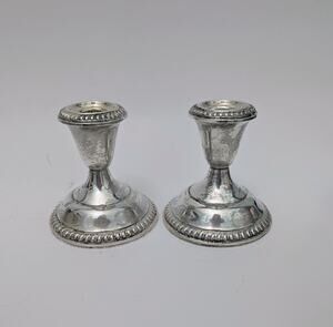 PAIR Empire Vintage Weighted Sterling Silver Taper Candle Holders 3.2"